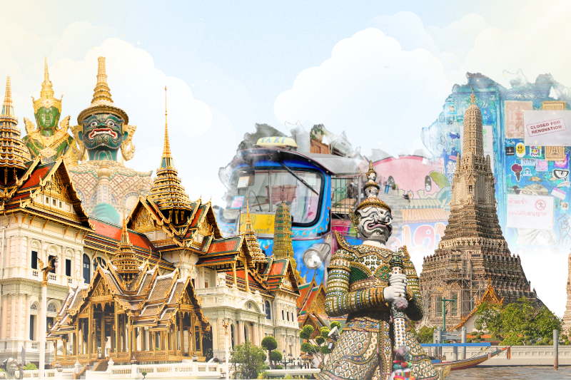 왓 프라깨우 & 왕궁 & 왓 아룬 & 탈랏 노이