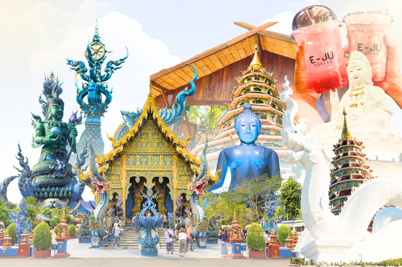 왓 롱 수아 텐 + 이주 카페 + 왓 후아이 플라 캉